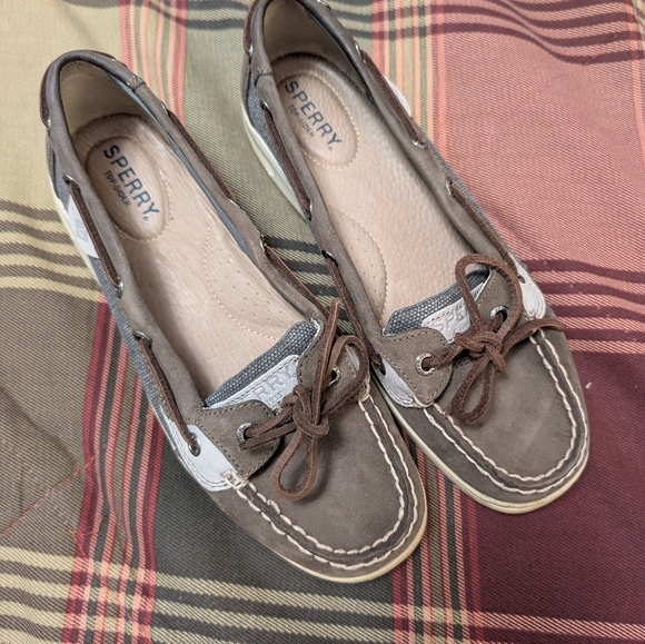 Sperry Top Sider Women's Taupe And Gray Deck Shoes, Flats Size 7.5 - Nice! - Picture 1 of 16